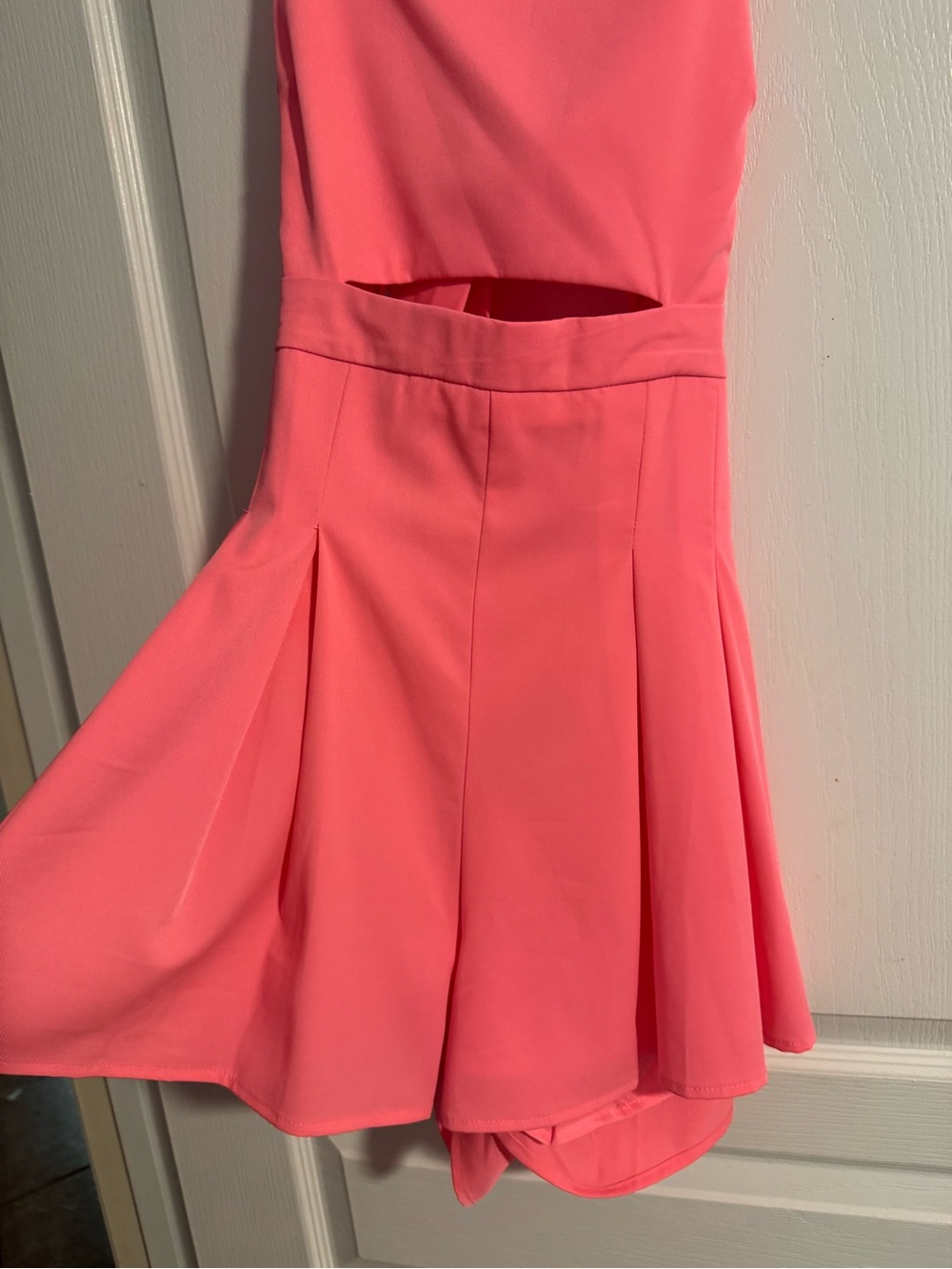 Main Strip Neon Pink Cutout Romper with Spaghetti Straps - Picture 3 of 10